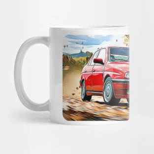 Alfa Romeo 33 Cartoon Drawing Action Print Mug